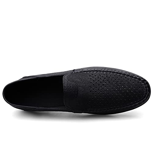 Mens Loafers Shoe Moccasins Shoes Lightweight Breathable PU Leather Comfortable Anti-Slip Flexible Casual Fashion Slip On(Black,10 M US)4