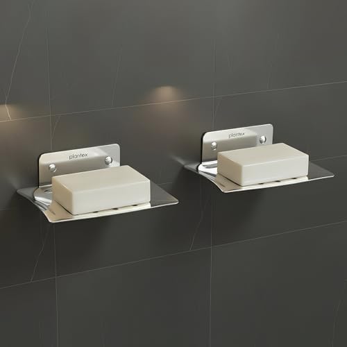 Image of Plantex Stainless Steel Soap Dish /Soap Stand /Bathroom Soap Holder /Soap Case Bathroom Accessories - (Pack of 2)