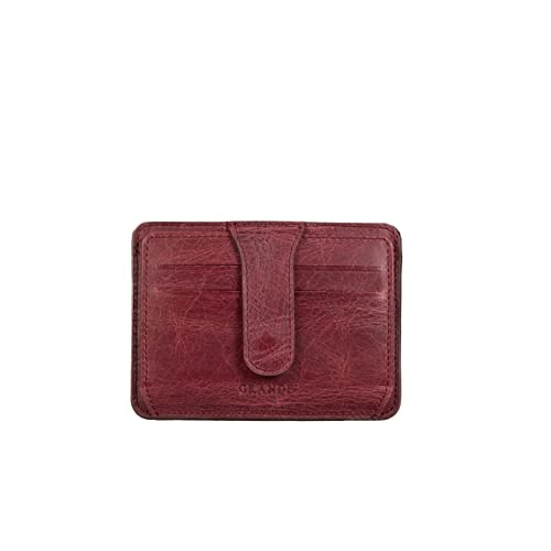 grande 3607 Genuine Leather Card Holder For Women and Men Slim Minimalist Small Snap Wallet (Rustic Burgundy)