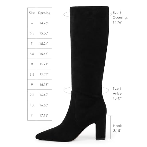 Image of VIUGJNEX Knee High Boots Pointed Toe Chunky Heel Tall Boots for Women | Comfortable 3.15-Inch Block Heel, Dressy Boots for Fall & Winter, Side Zipper for Easy Wear, Versatile Fashion Style