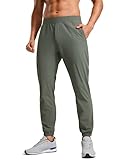 CRZ YOGA Athletic Joggers for Men 29" - Lightweight Running Training Pants with Zip Pockets and Ankle Zippers Grey Sage Large