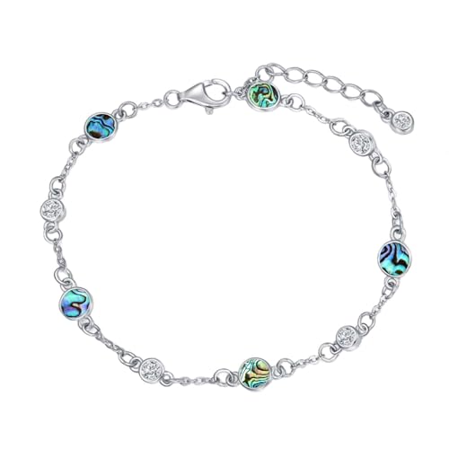 Image of HPQQ Anklet Bracelet for Women 925 Sterling Silver Natural Stone Chain Ankle Bracelet Beach Summer Fine Jewelry Birthday Mothers Day Gifts for Women Her Mom