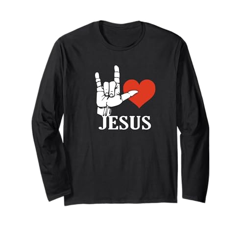 I Love Jesus, Sign Language Christian Gift Maglia a Manica