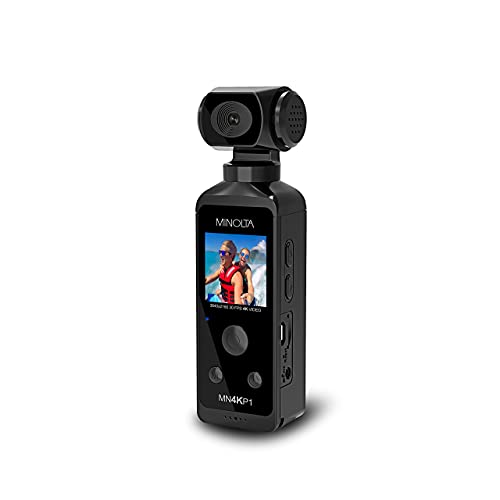 Minolta 4K Ultra HD Wi-Fi Enabled Pocket Camcorder, Black (MN4KP1) (Renewed)