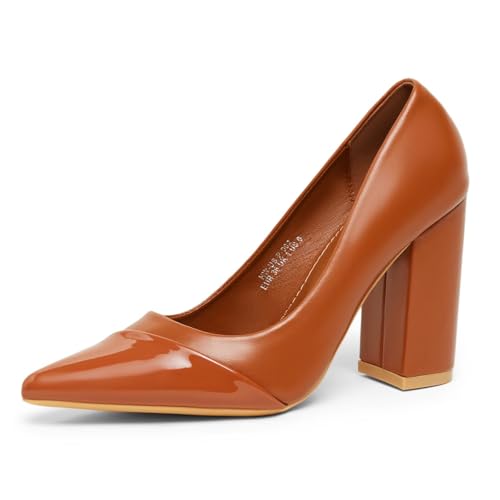 Escarpins épais marron pour éviter le mal de pieds en talons hauts