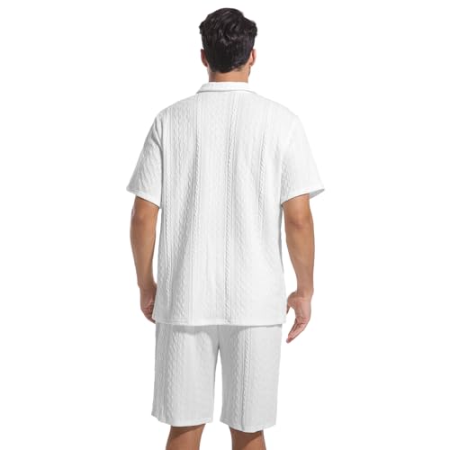 Mens 2 Piece Short Sets Summer 2025 - Zip Polo & Elastic Waist Shorts, Breathe Comfortable Tracksuit with Pockets2