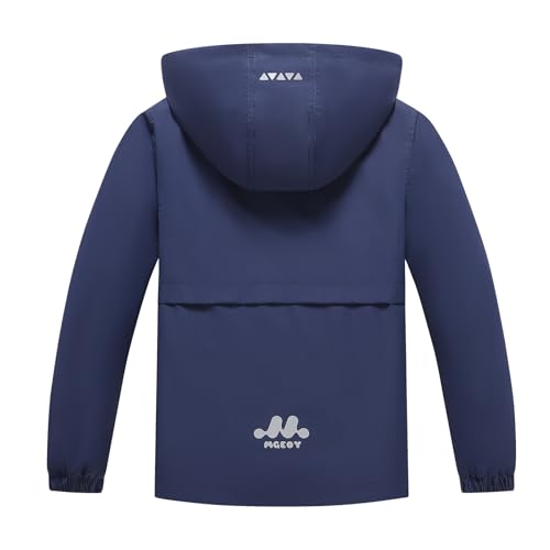 Image of MGEOY Boys Girls Rain Jacket Lightweight Waterproof Hooded Fleece Lined Raincoat Windbreakers for Kids