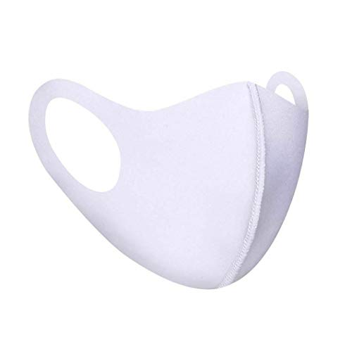Image of Komonee Adults Washable Reusable White Face Mask Dustproof Cloth Mouth Cover Covering For Men Women Outdoors Indoors Cycling Ski Protection (Pack Of 2)
