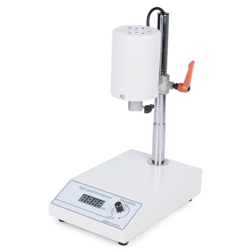 Giciashop High Speed Homogenizer Lab Disperser Emulsifier 8000-22000rpm Speed Adjustable Disperser Emulsifier with Digital Display,5-1000ml,2 Working Heads