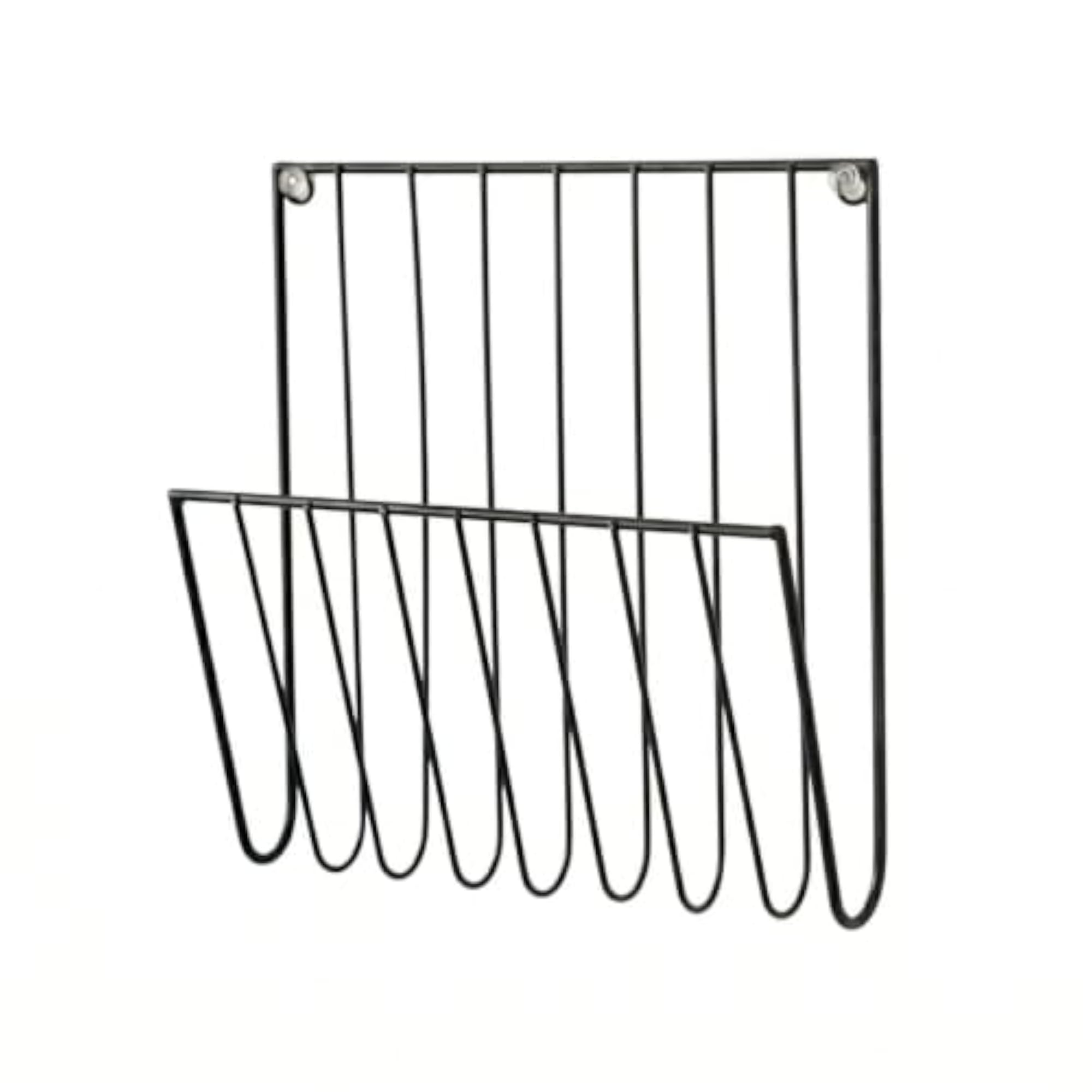 Minimalist Wall-Mounted Magazine Rack, Rectangular Frame, Black