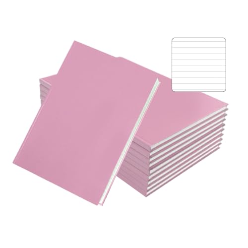 Janrax Pack of 10 A4 160 Pages 8mm Ruled Pink Casebound Notebooks