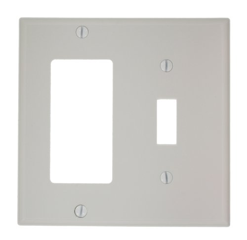 Leviton 2-Gang 1-Toggle 1-Decora/GFCI Device Combination Wallplate, 80707-W, White