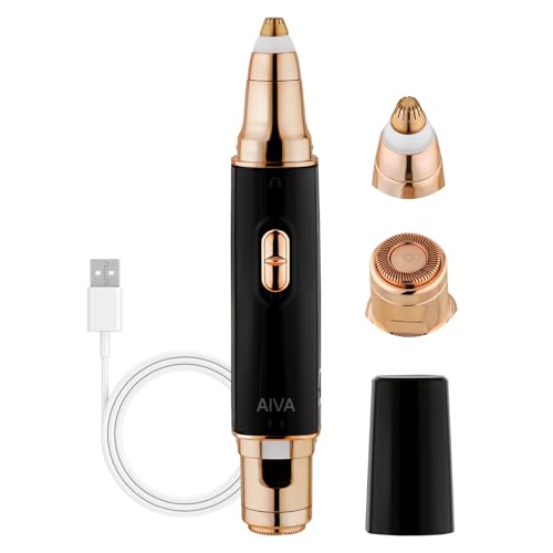 SPA SCIENCES - AIVA Deluxe - Dual 2-in-1/Double Sided Facial Hair Remover & Eyebrow Trimmer USB...