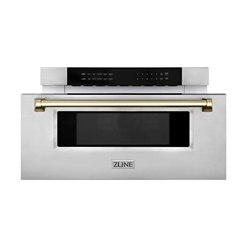 ZLINE Autograph Edition 30" 1.2 cu. ft. Built-In Microwave Drawer in Stainless Steel with Gold Accents - Image 3