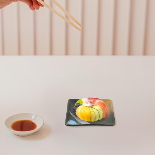 Plato cuadrado de cerámica estilo japonés Toyvian miniatura 3