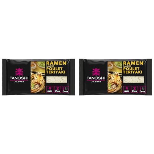 TANOSHI - Ramen Précuites Saveur Poulet Teriyaki - Nouilles Japonaises Instantanées - Pour 2 Personnes - 360 g (Lot de 2)