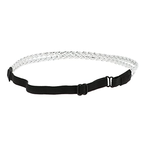Diadema Plata PU, Original Diadema Doble Trenzada, Elástica Fina con Cintura Regulable, Diadema para Boda o Fiesta - Image 2