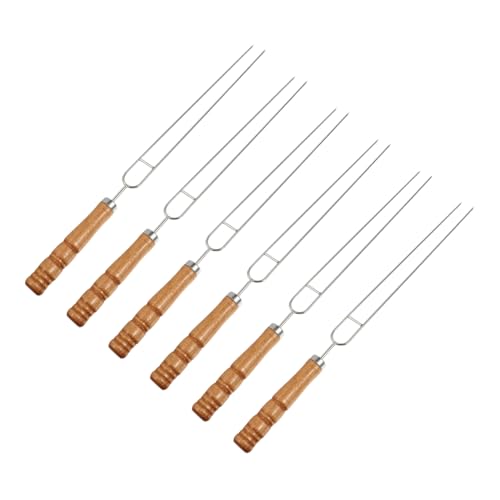 Hemoton Premium Bbq Fork 2-pronged Stainless Steel Fork with Wooden Handle for Skewers Perfect for Marshmallows Meat