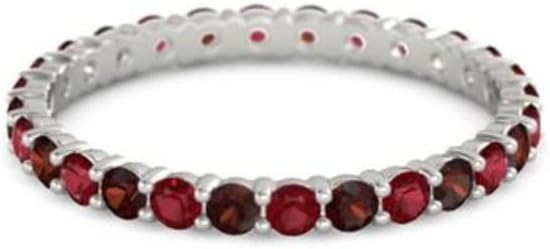 Natural Ruby With Garnet Round 2.50 MM Eternity 925 Sterling Silver Women Stacking Ring Jewelry