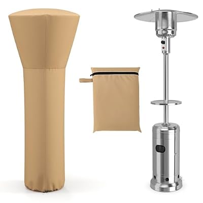 Tangkula Patio Heater Cover with Zipper and Storage Bag, Outdoor Patio Propane Heater Cover, Waterproof, Dustproof, Wind-Resistant, Sunlight-Resistant, Snow-Resistant, 87”H x 34”D x 19”B
