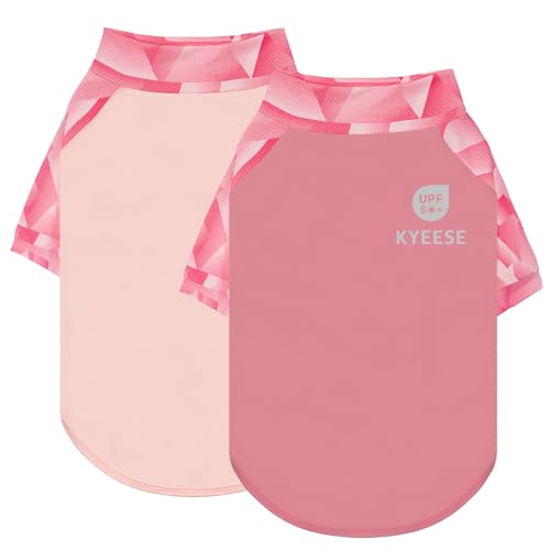 KYEESE 2Pack UV Protection Dog Shirt UPF 50+ Cooling Dog T Shirts for Small Dogs Girl Breathable Reflective Dogs Sun Shirts with Sleeves Summer Pet Clothes Pink M