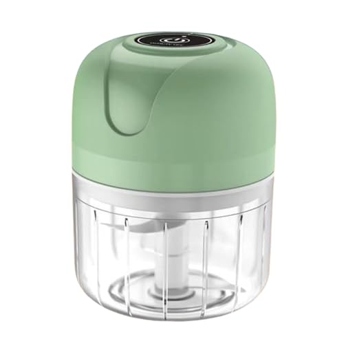 Mini Processador Triturador De Alimentos Elétrico Sem fio Potente com 3 Lâminas de Aço Inoxidável Recarregável USB 250ml(Cor Verde)