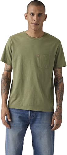 Levi's Herren T-Shirt Classic Pocket mit Brusttasche, Standard Fit, Grün (Moss Olive Slub), M