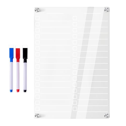 Pizarra blanca borrado en, planificador semanal magnético, diagrama de tareas multifuncionales, planificador de borrado en, incluye 3 rotuladores de color, ideal para recordatorios y cocina