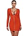 Whoinshop Women's Sexy Deep V Front Long Sleeve Bandage Club Party Bodycon Mini Dress