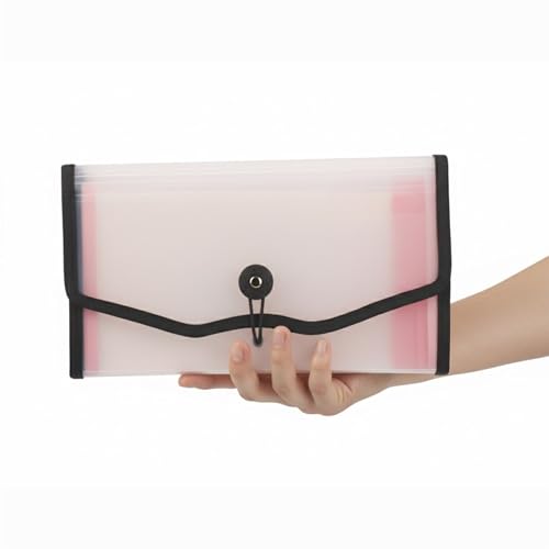 Image of Polen Expanding Cheque Book Holder Case, 13 Pocket Transparent Passbook Holder /Bill Folder /Passport /Memo Card /Cash Storage Pouch Organizer with Elastic Closure.(Black)