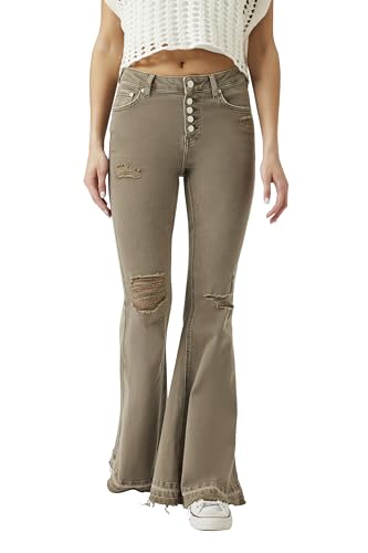 Forever 21 Women's Recycled Cotton Distressed Flare Jeans2