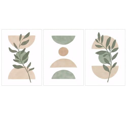 Set di 3 Quadri Moderni Minimalisti Stampa su Tela, Poster Artistici Moderni da Parete, Decorazioni da Muro Forma Geometrica Astratta per Casa Soggiorno e Camera da Letto, senza Cornici (30×40 cm)
