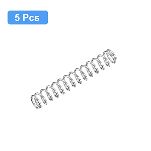 Image of uxcell Compression Spring, 5Pcs 304 Stainless Steel, 6mm OD, 0.8mm Wire Size, 35mm Free Length, Silver Tone