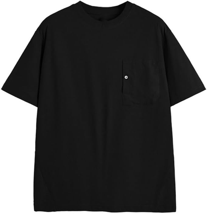 Outdoor Versatile Short Sleeves Sports Casual Round Neck T-Shirt Loose Breathable Polyester Vest with Pocket