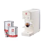 illy Y3.3 Espresso Machine | White with 2 Cans of Classico iperEspresso Capsules (21 Count Each) – Medium Roast