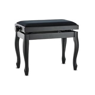 GEWA Banc de piano Deluxe Classic (bois massif, charge de rupture de 2 tonnes, surface d’assise de 52×30 cm, mécanisme de ciseaux précis, hauteur de 45 à 57 cm), noir mat - Les Beatles, Paul McCartney, John Lennon, RIngo Starr, George Harrison