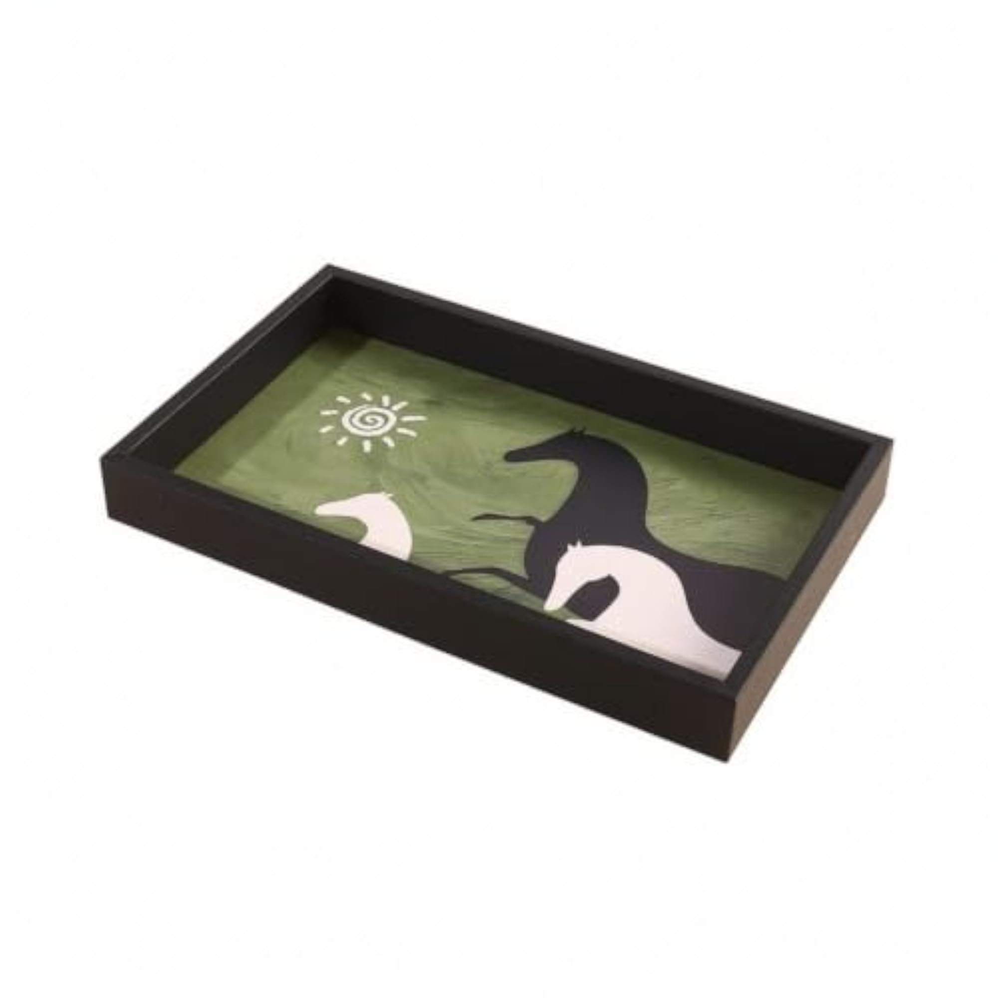 Decorative Rectangular Tabletop Storage Tray, Black Frame