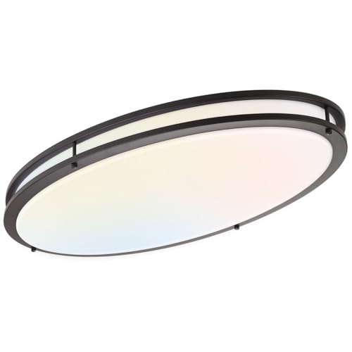 DAKASON 32In Oval LED Flush Mount Ceiling Light for Kitchen, 50W Large LED Ceiling Light Fixture for Living Room, 3000K/4000K/5000K Adjustable, Dimmable Ceiling Lighting for Dining Room/Bedroom, ORB
