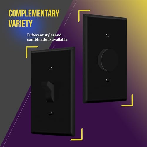Image of ENERLITES Toggle Light Switch Wall Plate, Gloss Finish, Standard Size 1-Gang 4.50 inch x 2.76 inch, Unbreakable Polycarbonate Thermoplastic, 8811-BK-5PCS, Glossy Black, 5 Pack