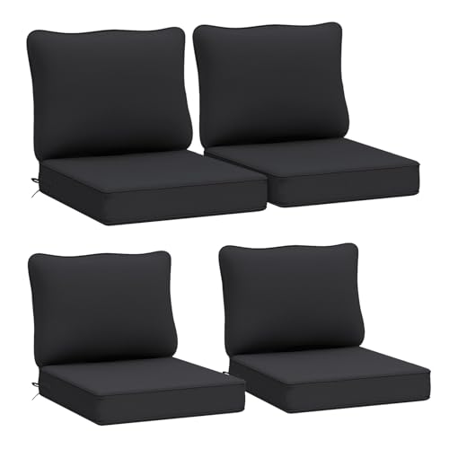 AAAAAcessories Juego de 4 cojines profundos de asiento profundo para muebles de patio, cojines de repuesto impermeables para sillas de patio, 24 x 24 x 5 pulgadas, color negro