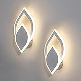 S'AFIELINA Wandleuchten innen modern Drehbar LED Wandlampe 3 Lichtfarbe Dimmbar Wandbeleuchtung Kaltweiß Neutral Warmweiß für Schlafzimmer Wohnzimmer Flur (Weiß, 2 Stück)