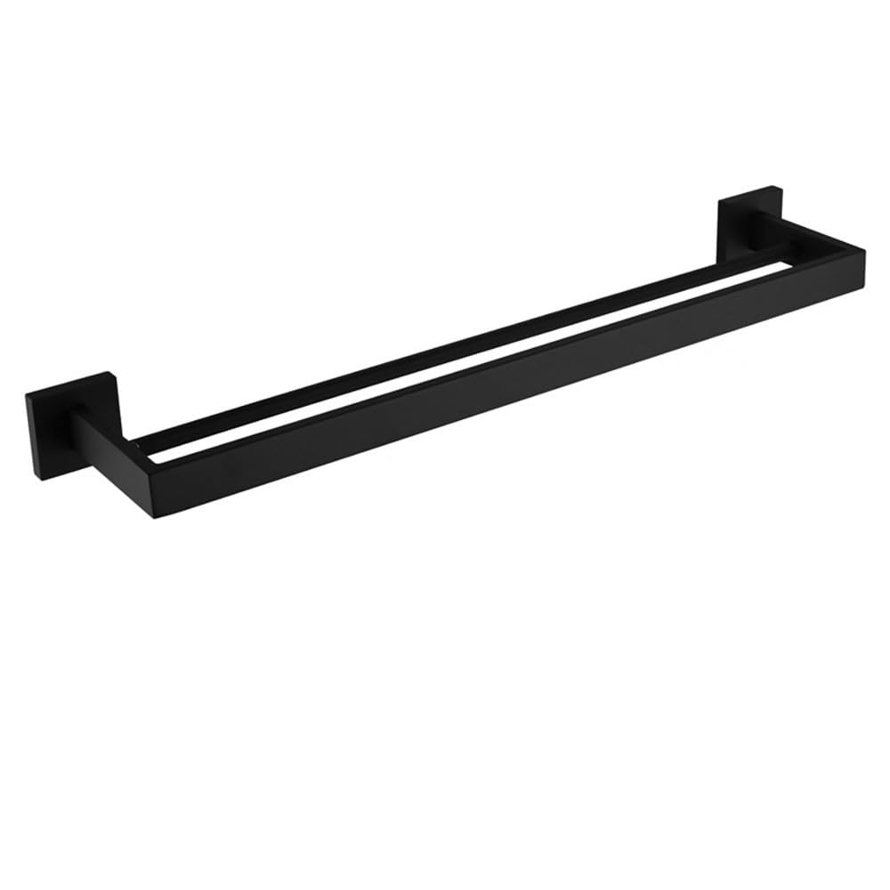 Kit accesorios para baño de pared negro mate para organizar toallero doble y portarrollos