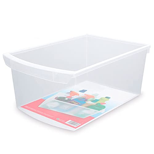Cajón de plástico multiuso transparente 12 L. Organizador, recipiente de almacenamiento para frigorífico o productos de limpieza (16,3 x 25,3 x 37,8 cm)