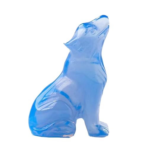 Estatua de lobo de cristal azul de 2 pulgadas