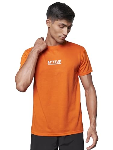 Image of FitMonkey Sports Crew Neck Stretchable Dry Fit T Shirt | Regular Fit Textured T Shirt for Men |Sport T Shirt for Men | Quick Dry Technology with Moisture Control |Breathable & Lightweight
