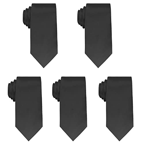 Image of Luckyvestir Mens Tie Solid Satin Neck Ties 3.15'' Formal Necktie for Wedding Business Christmas Father's Valentine's Day Gift