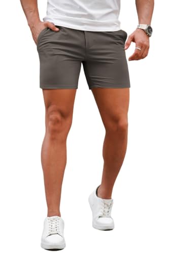 Image of GINGTTO Mens Slim Fit Shorts Plaid Chino Short Tapered Leg Skinny Stretch