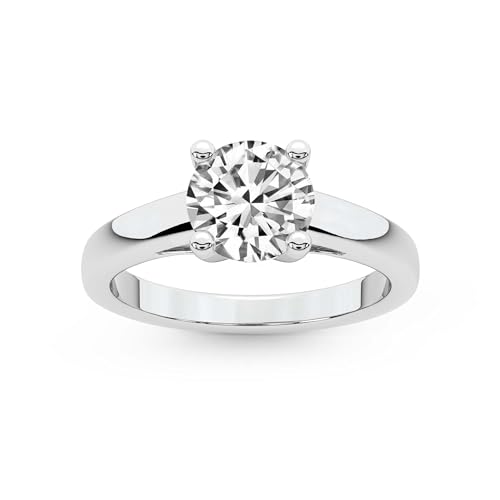 FRIENDLY DIAMONDS Lab Grown IGI Certified Diamond Engagement Ring | 1-5 Carat | 14K Or 18K in White, Yellow Or Rose Gold | Allen Flat Band Solitaire Diamond Engagement Ring | FG-VS1-VS2 Quality