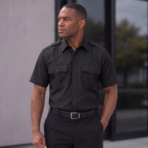 Image of First Class 100% Polyester Short & Long Sleeve Zippered Uniform Shirt 4 Pocket Hidden, Law Enforcement BDU Zipper Closure.