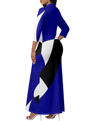 Image of PinkPatty Women's Casual 3 /4 Sleeve Polo V Neck Bodycon Maxi Dress